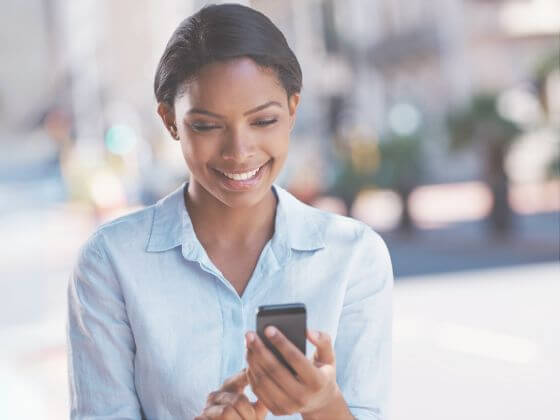 Woman receives an engaging competition SMS