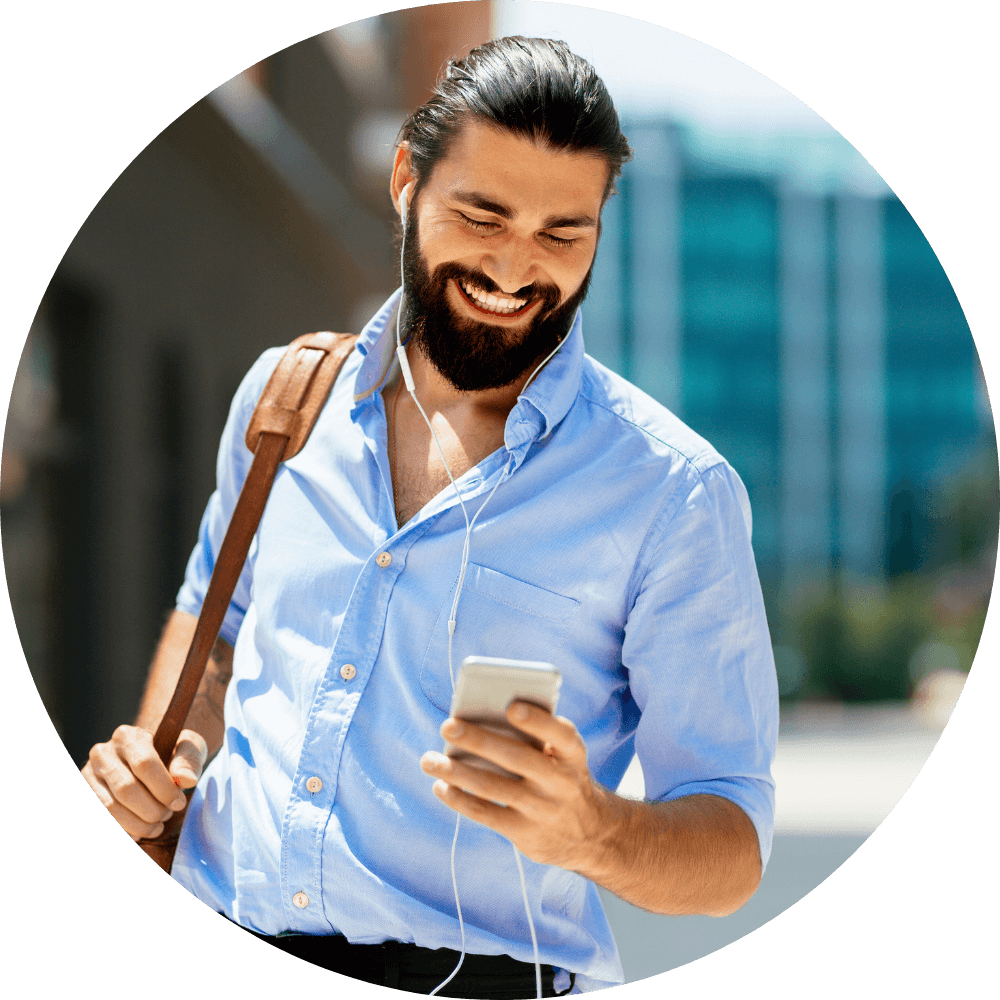 The person in this image is looking at a SMS message received with a Branded URL