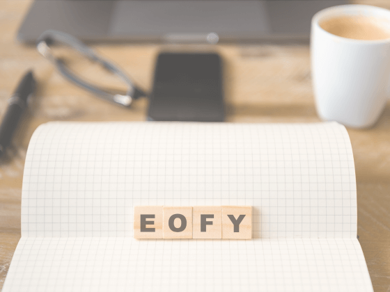 This image contains the letters EOFY