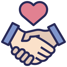 Tall Bob Icon: shaking hands under a heart